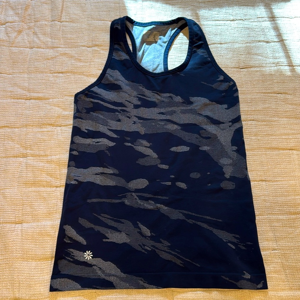 Athleta Top Speedlight Racerback Tank Navy Blue Camo Size S